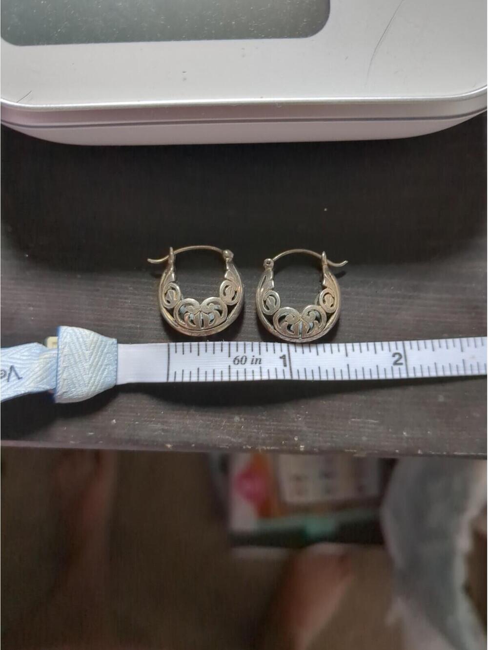 Silpada Open scroll 5/8" dangle oval hoops 925 Sterling Silver estate earrings - Picture 3 of 4